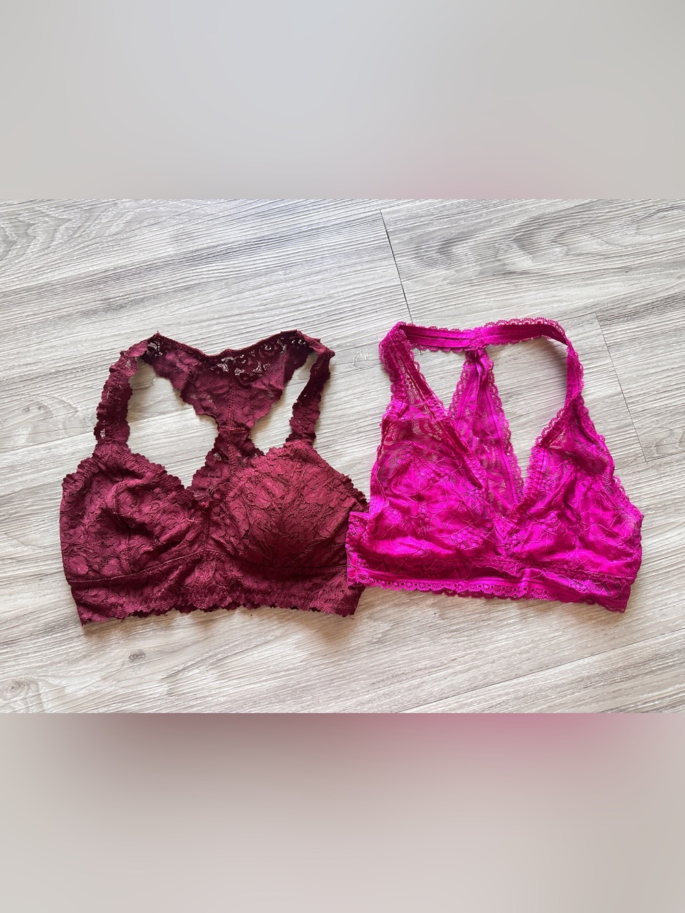Lace Racerback Bralettes in Burgundy and Fuchsia - Women Intimates